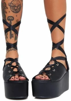 Coupon โค๏ธ Public Desire Onyx Storm Tie Up Flatform ๐ฉด Sandals Platforms ๐ 9 Public Desire Onyx Storm Tie Up Flatform Sandals Platforms