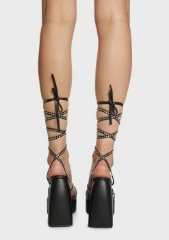 Public Desire Black Helena Diamante Platform Heels