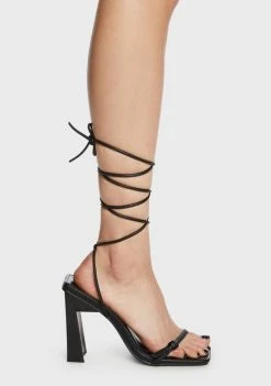 Public Desire Block Heels Cleo Square Toe Strappy Heels