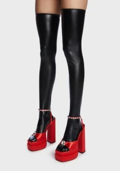 Public Desire Red Frozen Platform Heels