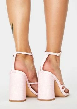 Public Desire Pink Snake Nina Block Heels