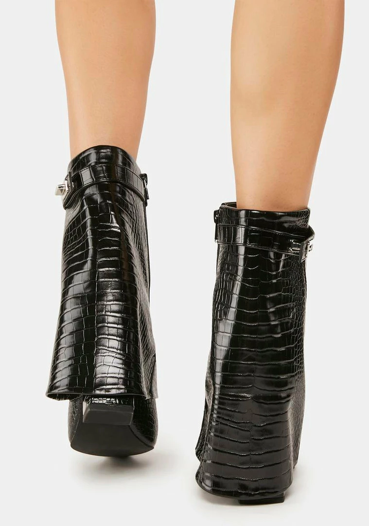 Coupon 🌟 Public Desire Black Croc Fyre Ankle 🥾 Boots ✔️ 5 Public Desire Black Croc Fyre Ankle Boots