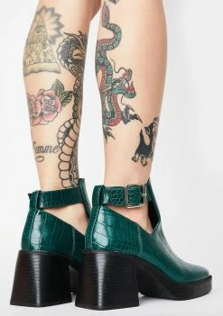 Public Desire Green Latoya Ankle Boots