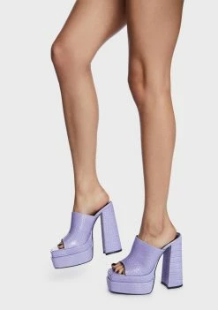 Public Desire Neon Purple Sky High Platform Mules