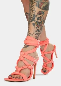 Public Desire Coral Convo Knotted Lace Up Stiletto Heels
