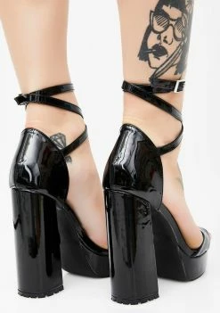 Public Desire Mars Strappy Flared Heel Platforms Heels