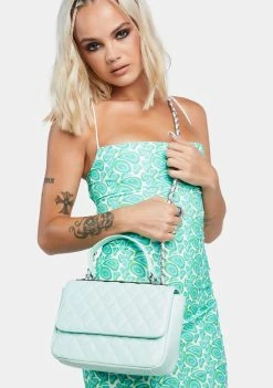Public Desire Mint The Vienna Quilted Crossbody Shoulder Handbag Crossbody Bags