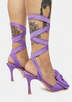Public Desire Lilac Girly Wrap Bow Heels