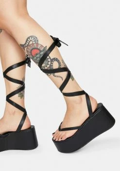 Public Desire Lady Lace Up Ribbon Platforms