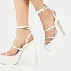 Public Desire White Pierce Block Heels