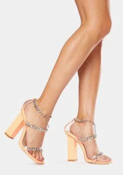 Buy ❤️ Public Desire Orange Statements Chain Strap Acrylic 👠 Heels ✨ 6 Public Desire Orange Statements Chain Strap Acrylic Heels