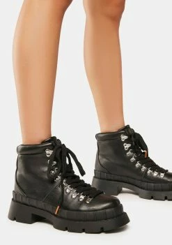 Public Desire Black Hike There Pu Chunky Sole Winter Boots