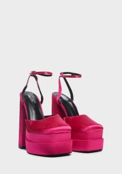 Public Desire Fuchsia Satin Moonchild Platform Heels