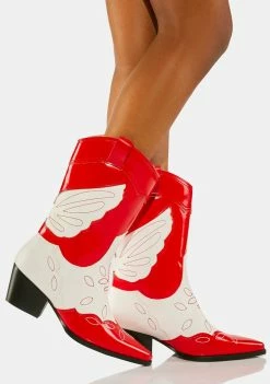 Public Desire Red Howdy Cowboy Boots