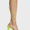 Public Desire Lime Cleo Square Toe Strappy Heels