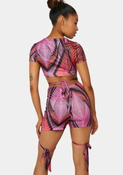 Budget ⭐ Public Desire Abstract Printed Cut Out Cycle Shorts ✨ 7 Public Desire Abstract Printed Cut Out Cycle Shorts