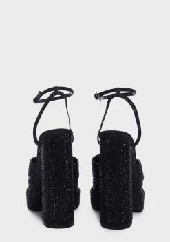 Public Desire Wide Fit Black Sparkly Moonchild Platform Heels Platforms