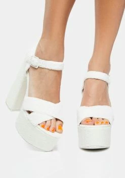 Best deal ❤️ Public Desire Ecru Content Platform 👠 Heels 🤩 7 Public Desire Ecru Content Platform Heels