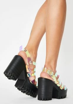 Public Desire Leader Iridescent Sandal Heels