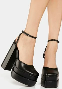 Public Desire Black Vegan Leather Moonchild Platform Heels