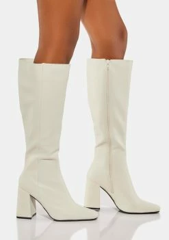 Public Desire Apology Vegan Leather Knee High Boots Heeled Boots