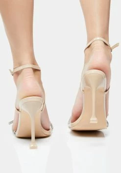 Public Desire Sparkle Heels Nude Glitter Rhinestone Heels
