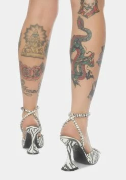 Public Desire Cinderella Zebra Diamante Bow Heels