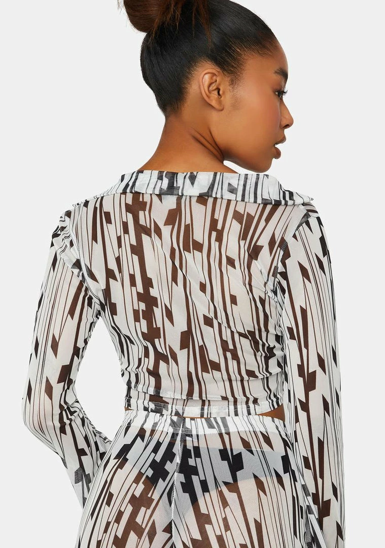 Best reviews of ❤️ Public Desire Geo Printed Mesh 90's Blouse 👍 4 Public Desire Geo Printed Mesh 90's Blouse