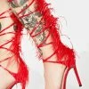 Public Desire Red Frolic Wrap Heels