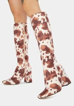 Public Desire Apology Cowhide Knee High Boots