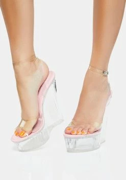 Public Desire Pink Patent Nikki Beach Platform Wedges