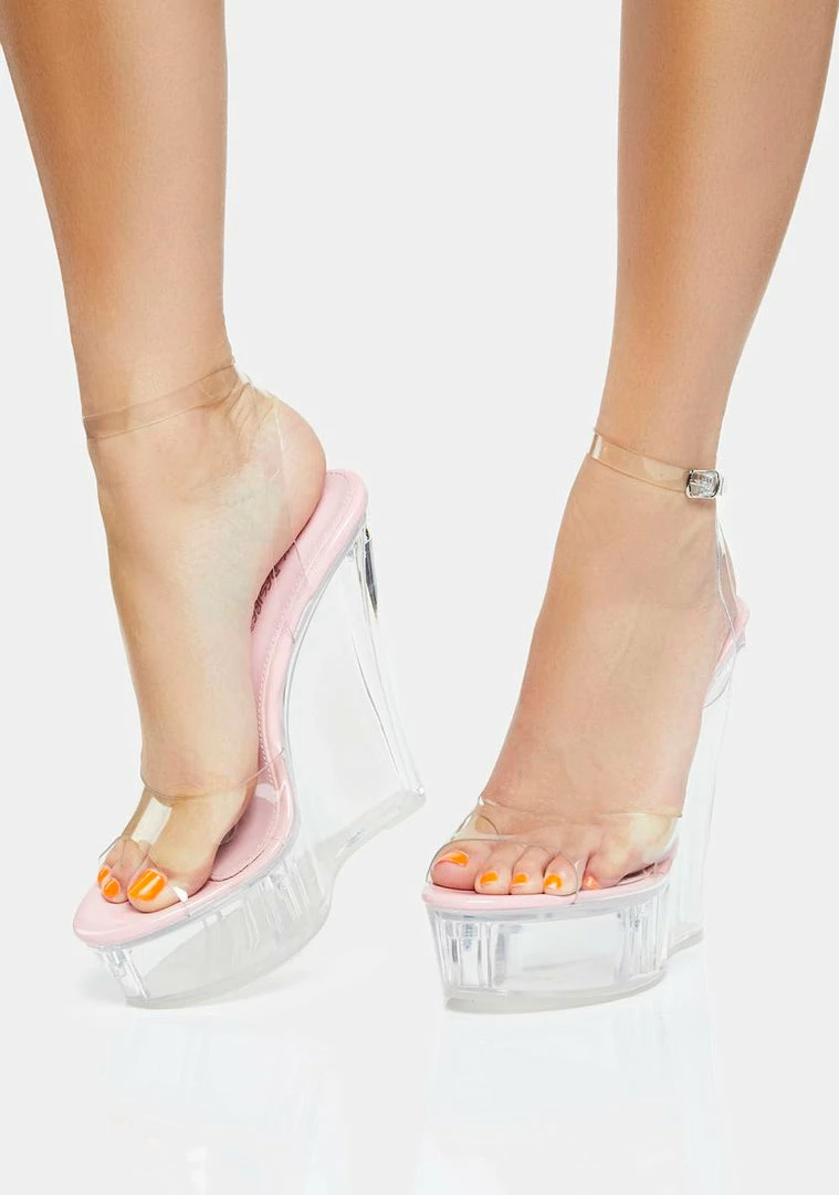 Brand new ๐ Public Desire Pink Patent Nikki Beach Platform Wedges ๐ 2 Public Desire Pink Patent Nikki Beach Platform Wedges