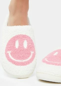 Public Desire Pink Smile Fuzzy Slippers