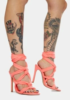 Public Desire Coral Convo Knotted Lace Up Stiletto Heels