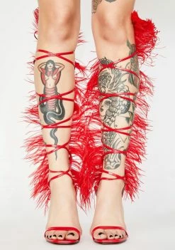 Public Desire Red Frolic Wrap Heels