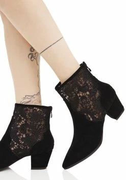 Public Desire Mona Lace Detail Western Ankle Boots Boots & Booties