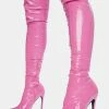 Public Desire Pink Confidence Patent Stiletto Boots