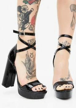 Public Desire Mars Strappy Flared Heel Platforms Heels