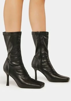 Public Desire Heeled Boots Leon Vegan Leather Boots