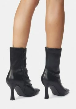 Public Desire Black Bianco PU Lace Up Ankle Boots Boots & Booties