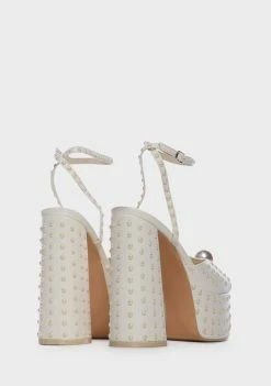 Buy ๐ Public Desire Ecru Mia Satin Pearl Platform ๐ Heels ๐ 8 Public Desire Ecru Mia Satin Pearl Platform Heels