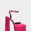Public Desire Fuchsia Satin Moonchild Platform Heels