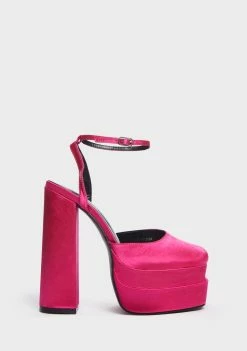 Public Desire Fuchsia Satin Moonchild Platform Heels