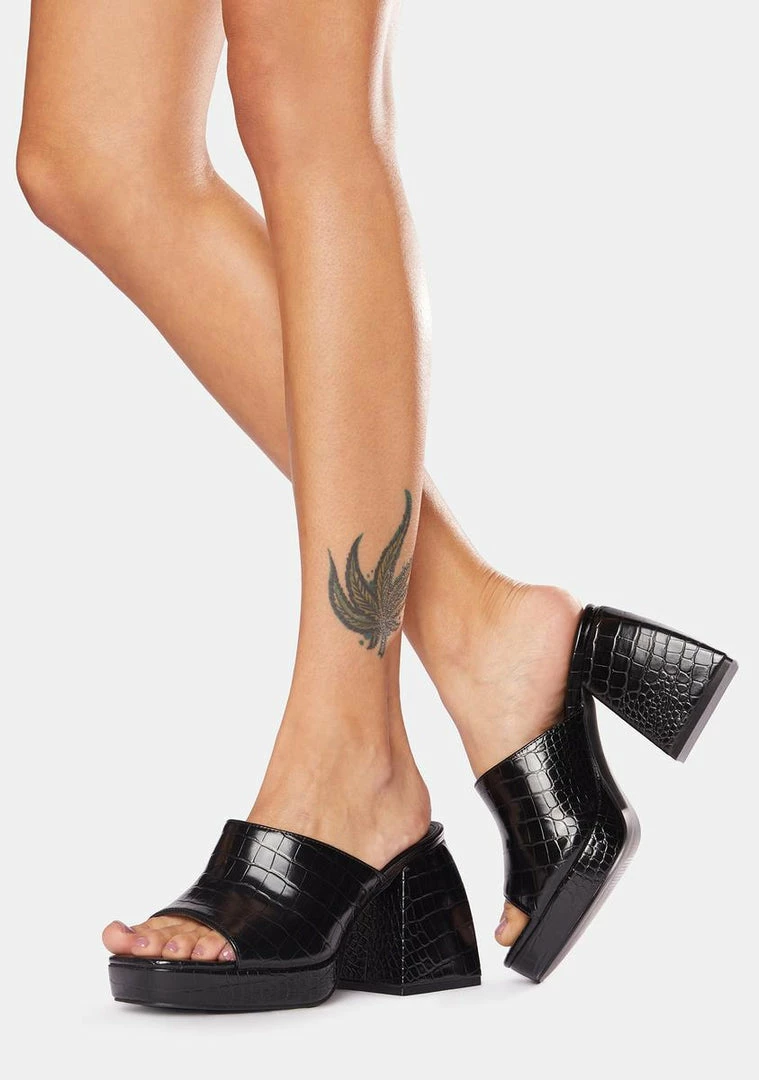 Best reviews of 💯 Public Desire 👠 Heels Oreo Croc Faux Leather Peep Toe Mules ✨ 3 Public Desire Heels Oreo Croc Faux Leather Peep Toe Mules