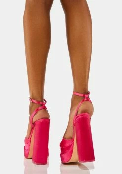 Public Desire Pink Satin Moonchild Platform Heels