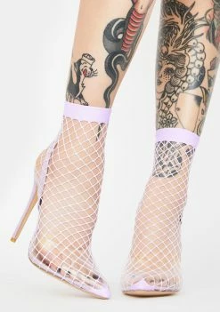 Public Desire Lilac Wink Wink Fishnet Heels