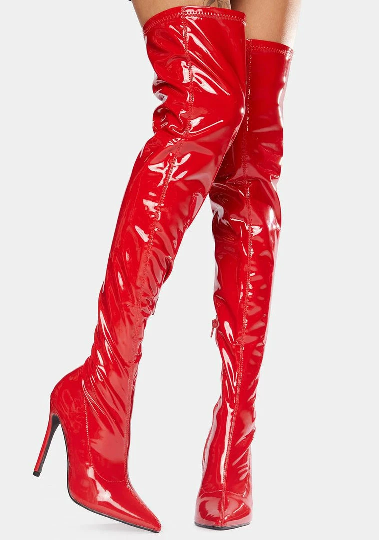Cheapest 🤩 Public Desire 🥾 Boots & Booties Red Confidence Patent Stiletto 🥾 Boots 🎉 3 Public Desire Boots & Booties Red Confidence Patent Stiletto Boots
