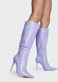 Public Desire Purple Croc Casey Heeled Boots