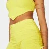 Public Desire Festival Shorts Sulphur Yellow Ruched Tie Side Booty Shorts