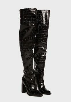 Public Desire Black Lara Thigh High Boots